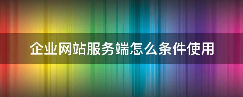 企业网站服务端怎么条件使用 企业网站服务端怎么条件使用登录