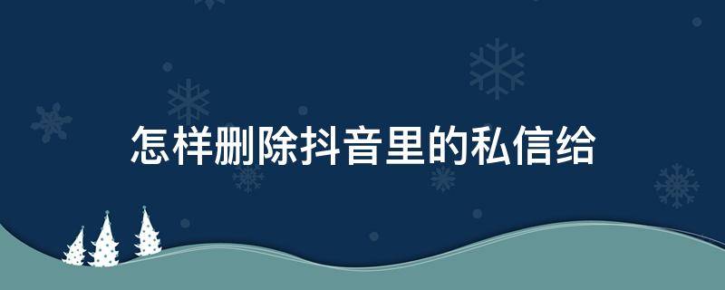 怎样删除抖音里的私信给（怎样删除抖音里的私信给朋友）