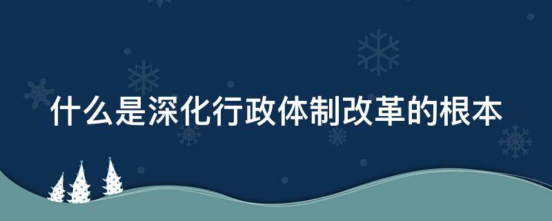什么是深化行政体制改革的根本（什么是深化行政体制改革的根本任务）