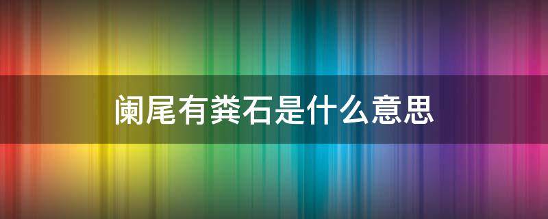 阑尾有粪石是什么意思 阑尾有粪石是什么意思?
