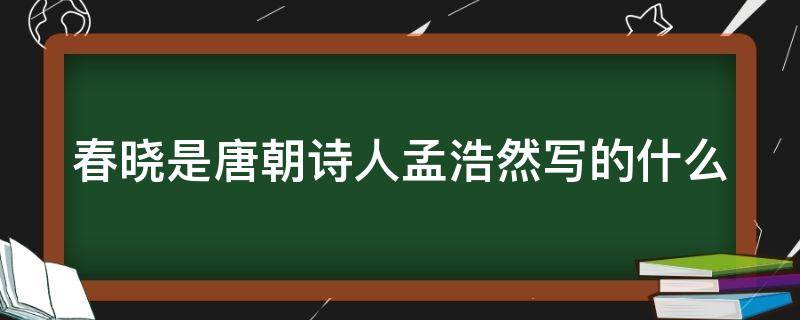 春晓是唐朝诗人孟浩然写的什么（春晓是唐朝诗人孟浩然写的什么季节的诗）