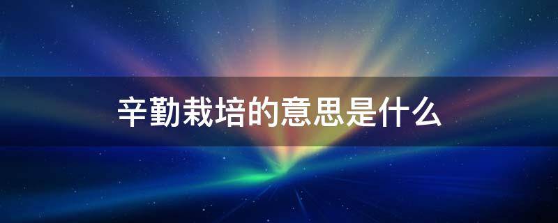 辛勤栽培的意思是什么（辛勤栽培拼音）