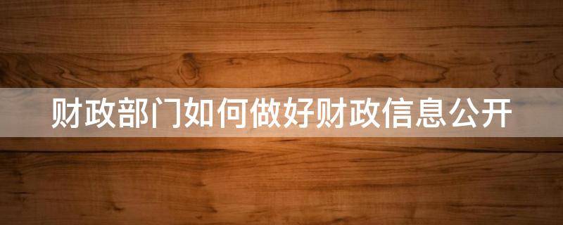 财政部门如何做好财政信息公开（财政部门如何做好财政信息公开管理）