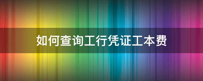如何查询工行凭证工本费（工商银行费用查询）