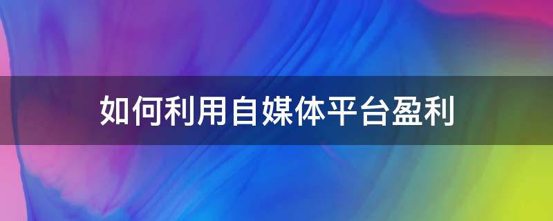如何利用自媒体平台盈利（自媒体如何实现盈利）