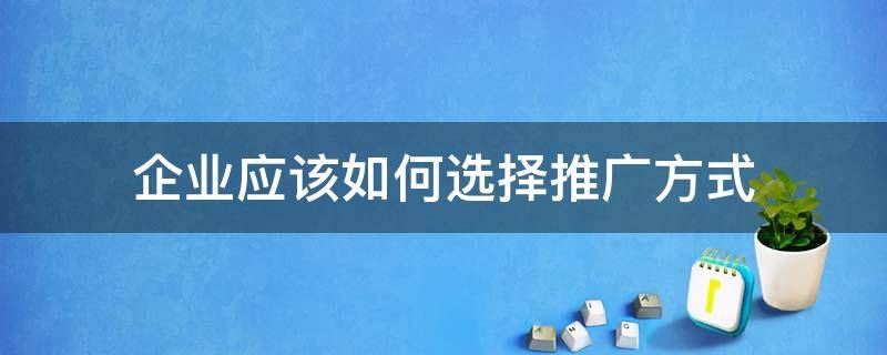 企业应该如何选择推广方式（企业的推广方式有哪些）