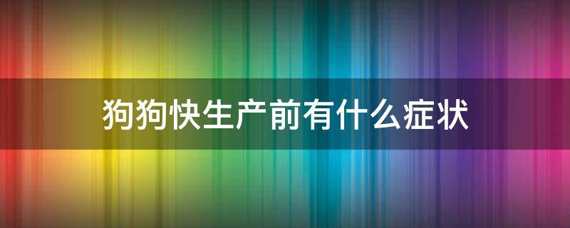 狗狗快生产前有什么症状（狗狗快生产前有什么症状吗）