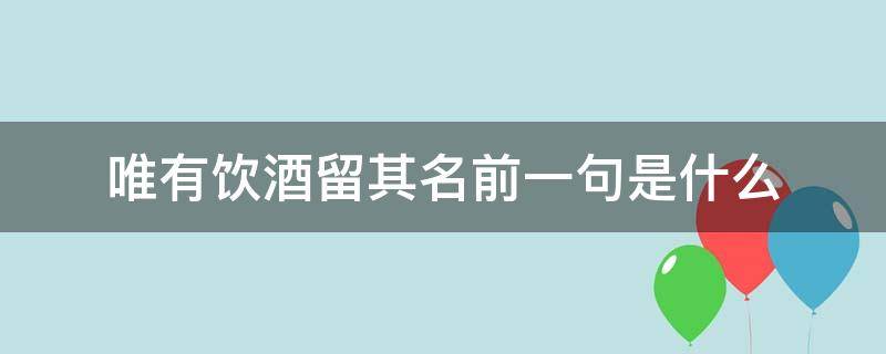 唯有饮酒留其名前一句是什么（唯有饮酒留其名,前一句是什么）