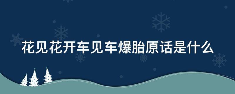 花见花开车见车爆胎原话是什么（花见花开车见车爆胎啥意思）