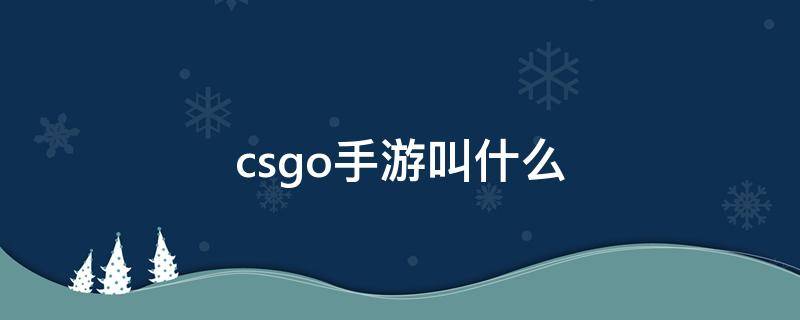 csgo手游叫什么 cs go的手游