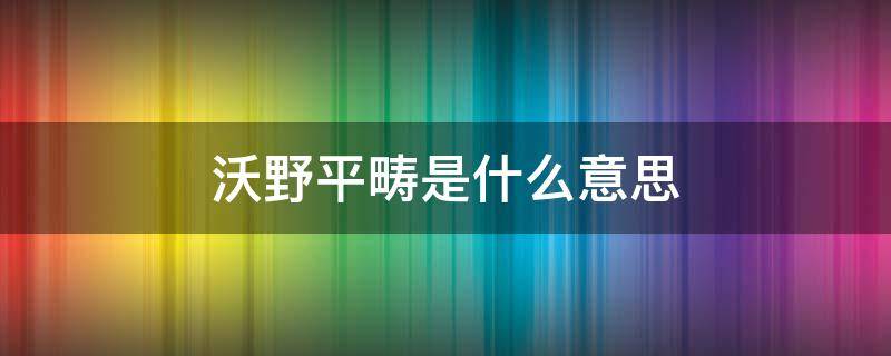 沃野平畴是什么意思（沃野平畴是成语吗?）