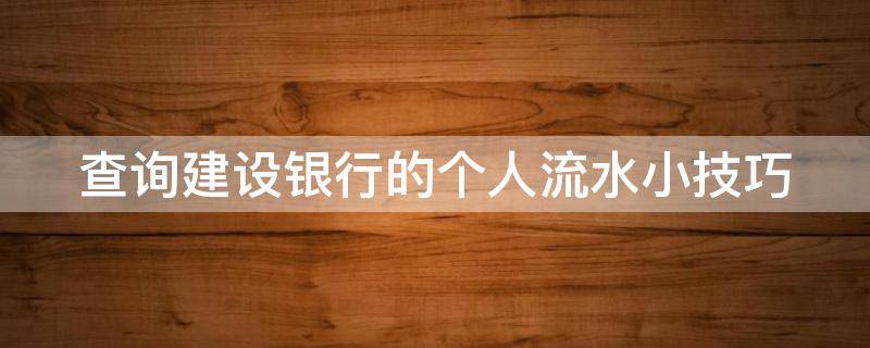 查询建设银行的个人流水小技巧（查询建设银行的个人流水小技巧怎么查）
