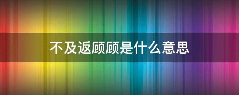 不及返顾顾是什么意思（顾不及暇）