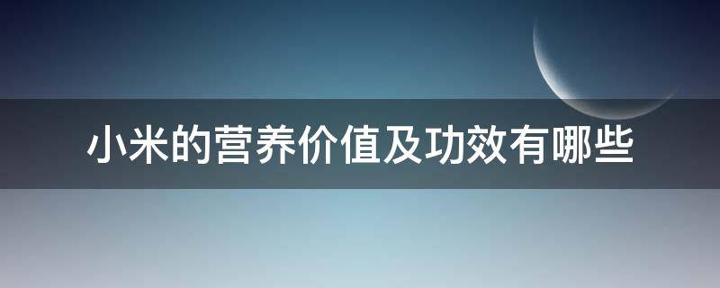 小米的营养价值及功效有哪些（小米的营养价值及功效与作用）