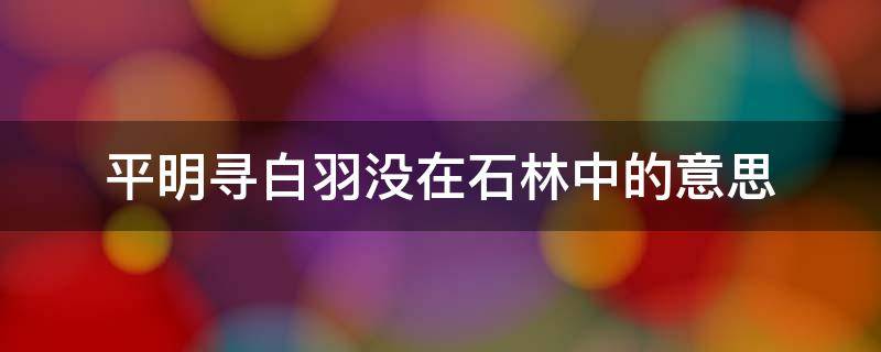 平明寻白羽没在石林中的意思 平明寻白羽没在石林中的意思是啥