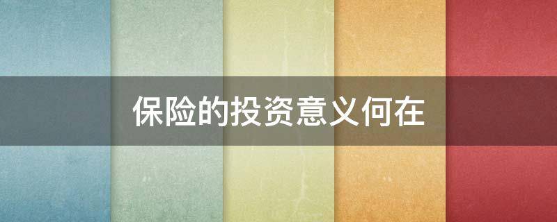 保险的投资意义何在（保险投资的目的是什么?）