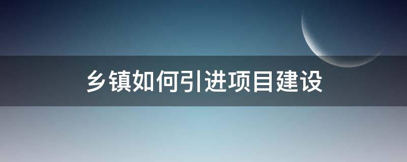 乡镇如何引进项目建设（乡镇如何引进项目建设）