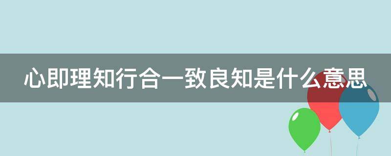 心即理知行合一致良知是什么意思（心即理 知行合一 致良知）