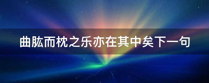 曲肱而枕之乐亦在其中矣下一句 曲肱而枕之的上一句