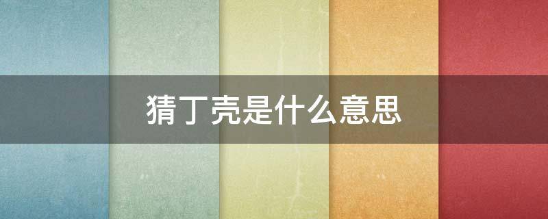 猜丁壳是什么意思 猜丁壳的几种出法