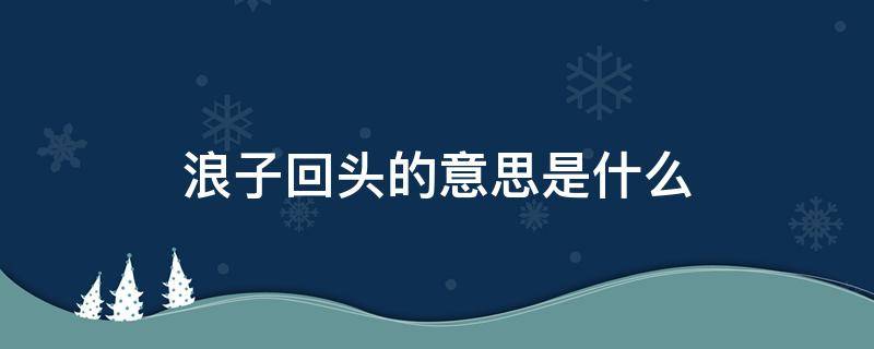 浪子回头的意思是什么（浪子回头的意思是什么意思）