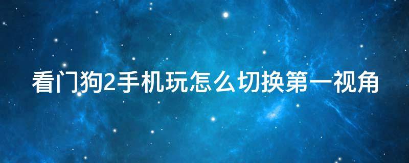 看门狗2手机玩怎么切换第一视角（看门狗二怎么切换视角）