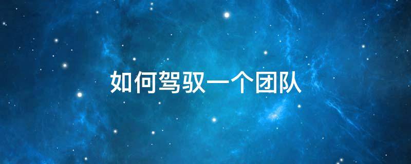 如何驾驭一个团队 团队驾驭能力