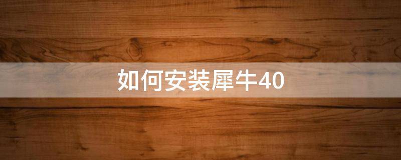 如何安装犀牛4.0（如何安装犀牛4.0插件）