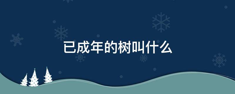 已成年的树叫什么 成年树比幼年树较迟进入休眠期