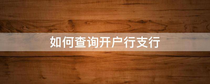 如何查询开户行支行（银行卡号如何查询开户行支行）