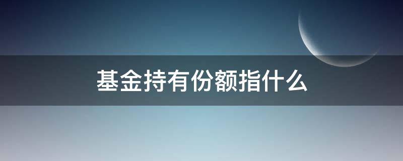 基金持有份额指什么 基金持有份额是啥意思