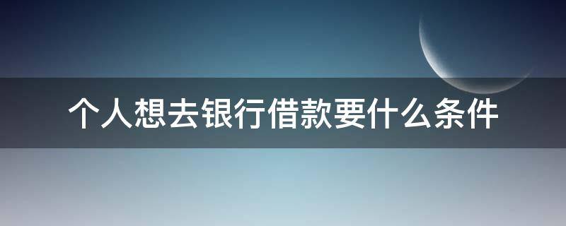 个人想去银行借款要什么条件 个人银行借钱要什么条件