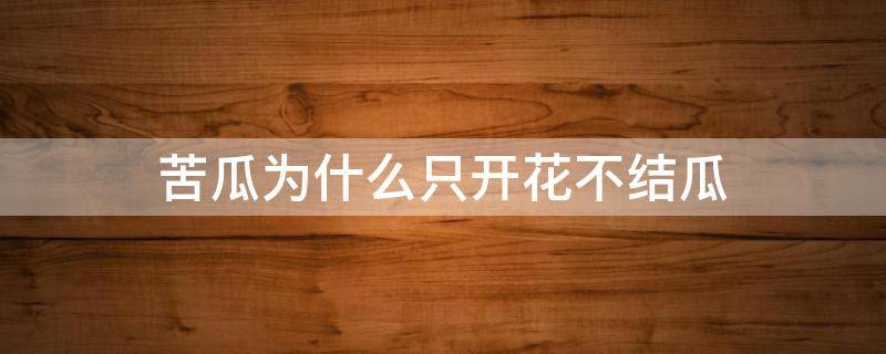 苦瓜为什么只开花不结瓜 为什么苦瓜只开花不结果