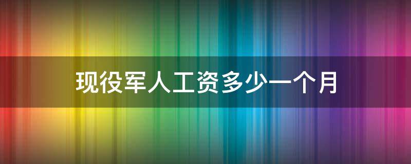 现役军人工资多少一个月（现役军人工资多少钱）