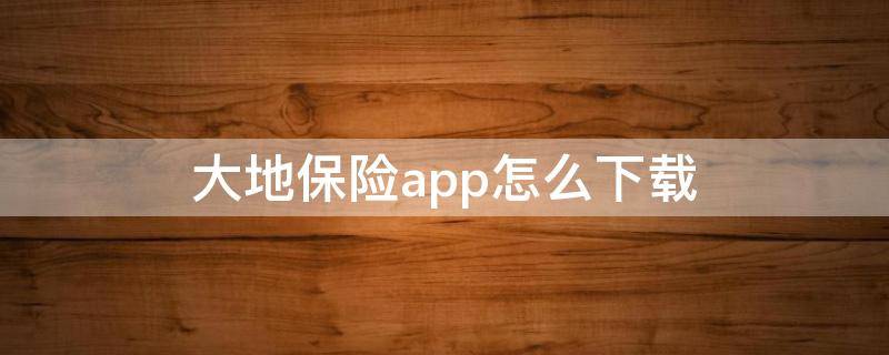 大地保险app怎么下载 怎样下载大地保险