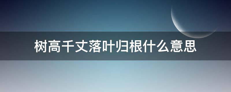 树高千丈落叶归根什么意思 树高千丈叶落归根前一句怎么说
