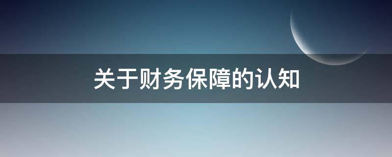 关于财务保障的认知（财务保障的概念）