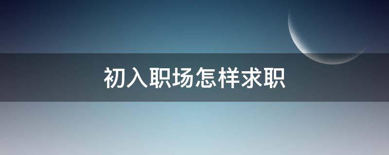 初入职场怎样求职（初入职场怎样求职呢）