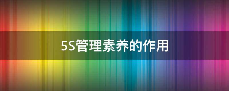 5S管理素养的作用（5s管理素养的重要性）