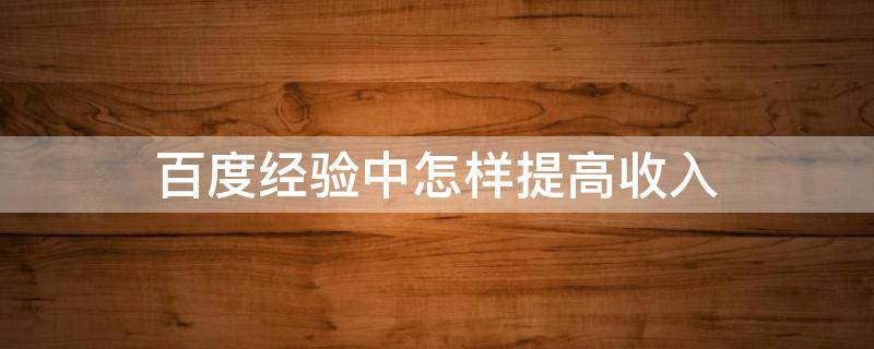 百度经验中怎样提高收入（百度经验中怎样提高收入呢）