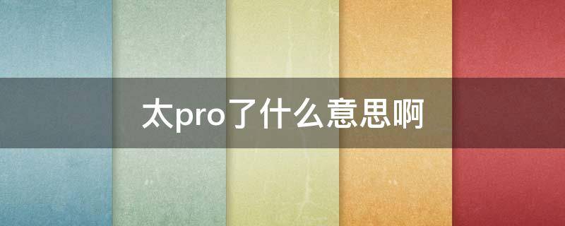 太pro了什么意思啊（pro,太pro了是什么意思）