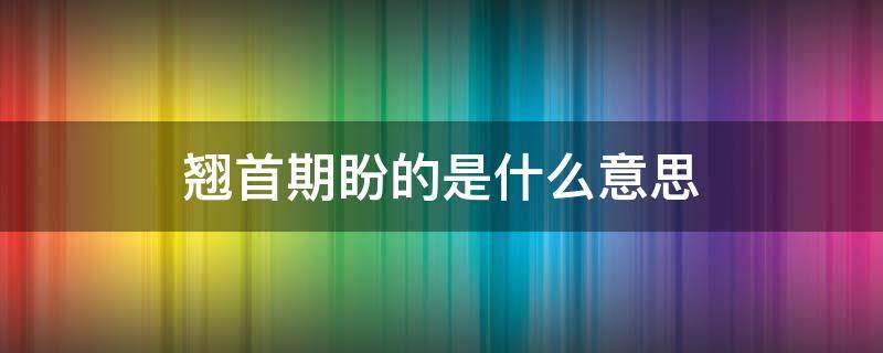 翘首期盼的是什么意思（翘首期待的是什么意思）