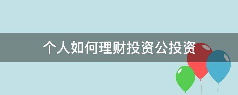 个人如何理财投资公投资（个人如何理财投资公投资产）