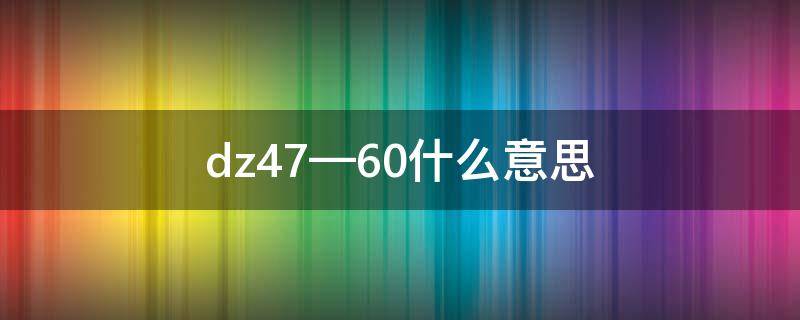 dz47—60什么意思