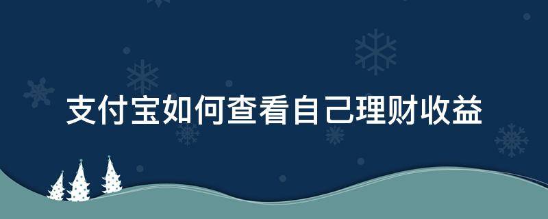 支付宝如何查看自己理财收益 支付宝如何查看自己理财收益情况