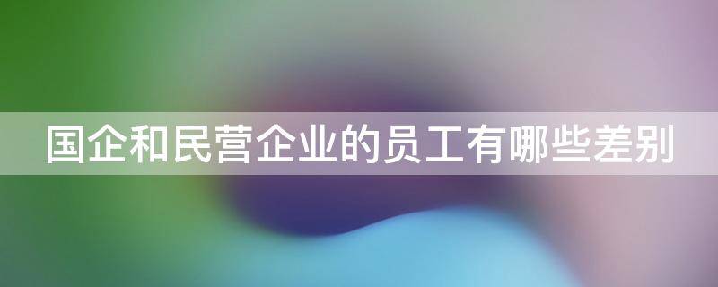 国企和民营企业的员工有哪些差别（国企与民营的区别）