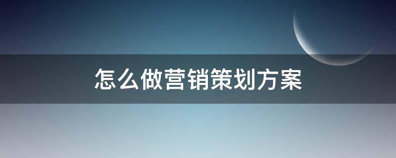 怎么做营销策划方案（怎么做营销策划方案ppt）