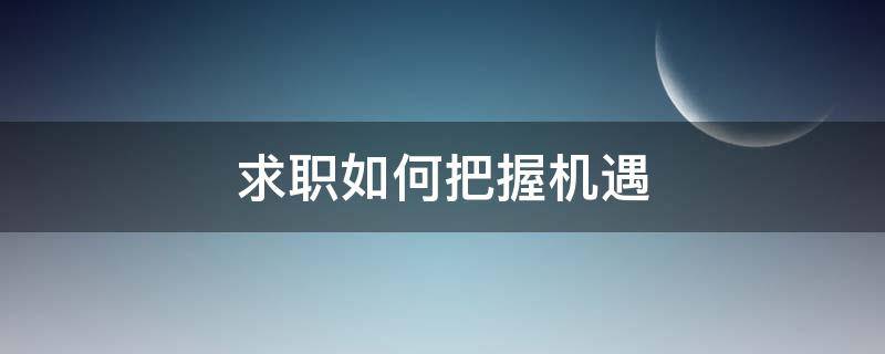 求职如何把握机遇（如何在职业生涯中把握机遇）