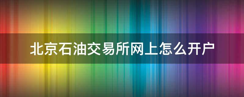 北京石油交易所网上怎么开户（北京石油交易所网上怎么开户申请）