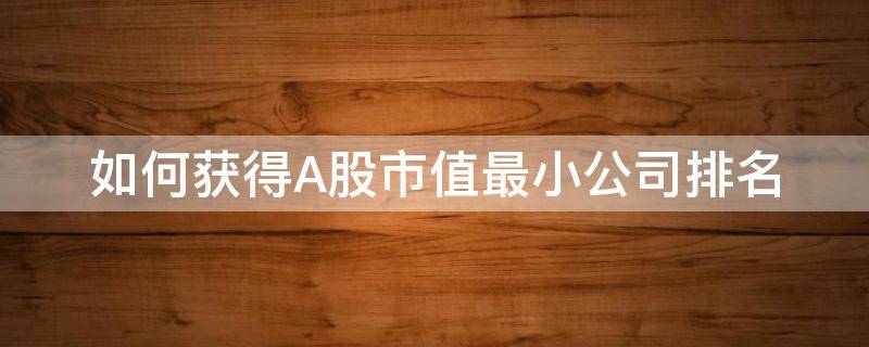 如何获得A股市值最小公司排名（如何获得a股市值最小公司排名信息）